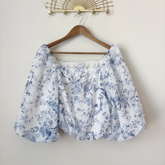 Calypso St. Barth Tops - Calypso St Barth Off Shoulder Floral Puff Sleeve Top Medium